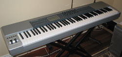 A MIDI keyboard used to input notes into sequencing or notational programs.